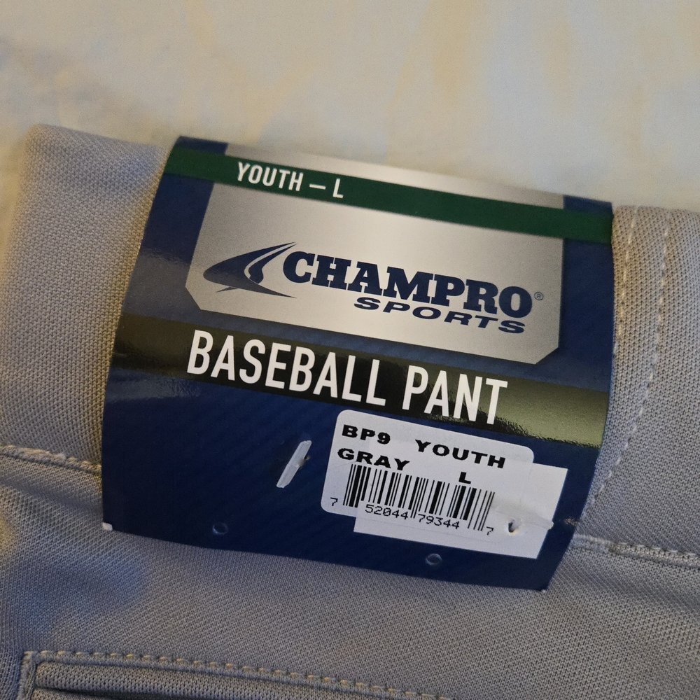 Champro Youth Large Grey Baseball Pants Elastic Jogger Cuff EB3 - Picture 7 of 8